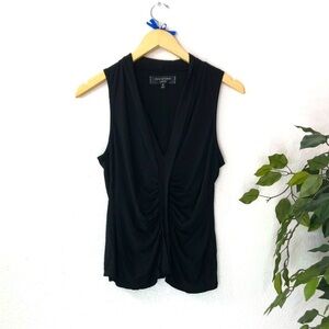 Max Studio Black Ruche Front Tank Top